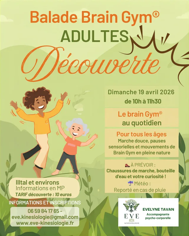 Affiche Balade Brain Gym® Adultes — Découverte, dimanche 19 avril 2026